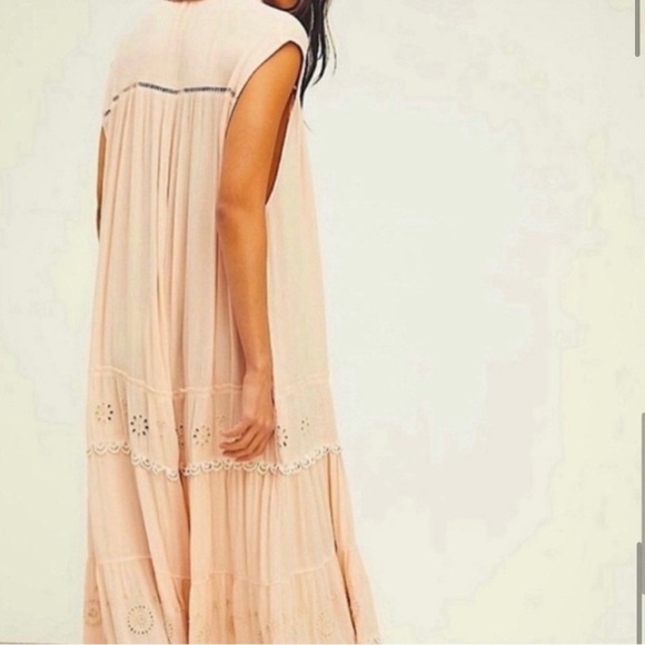 Free People Pretty Cozy Maxi Smock Dress Ecru maxi - Picture 3 of 16